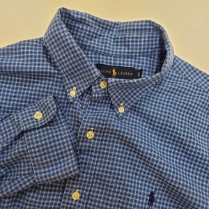 Polo Ralph Lauren Men's Slim Fit Plaid Button Down Shirt XL Blue White